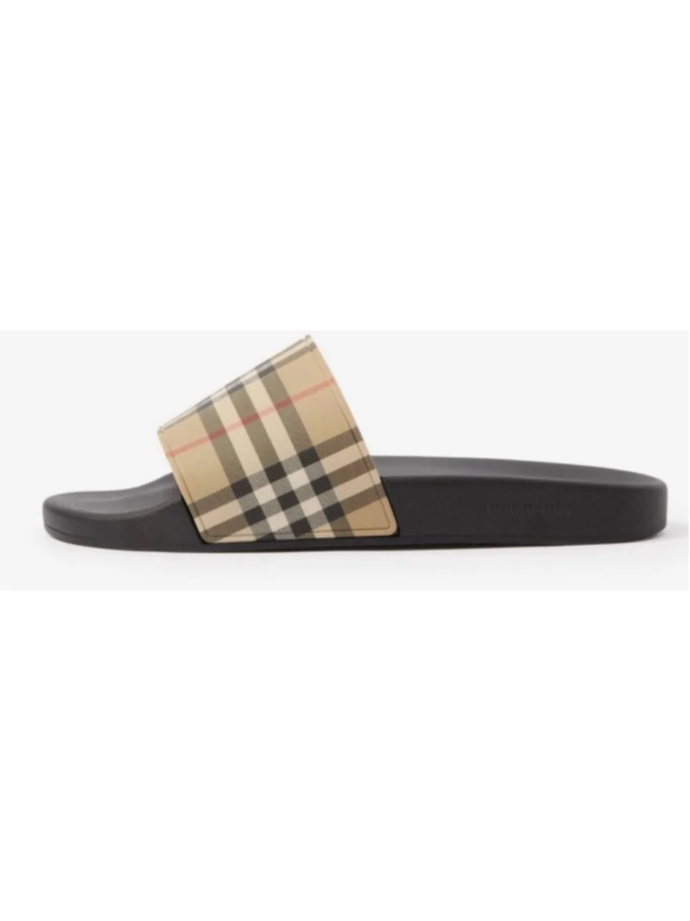 Men's Burberry Check Slides Standard Size 11/44 Beige Black New Classic Check